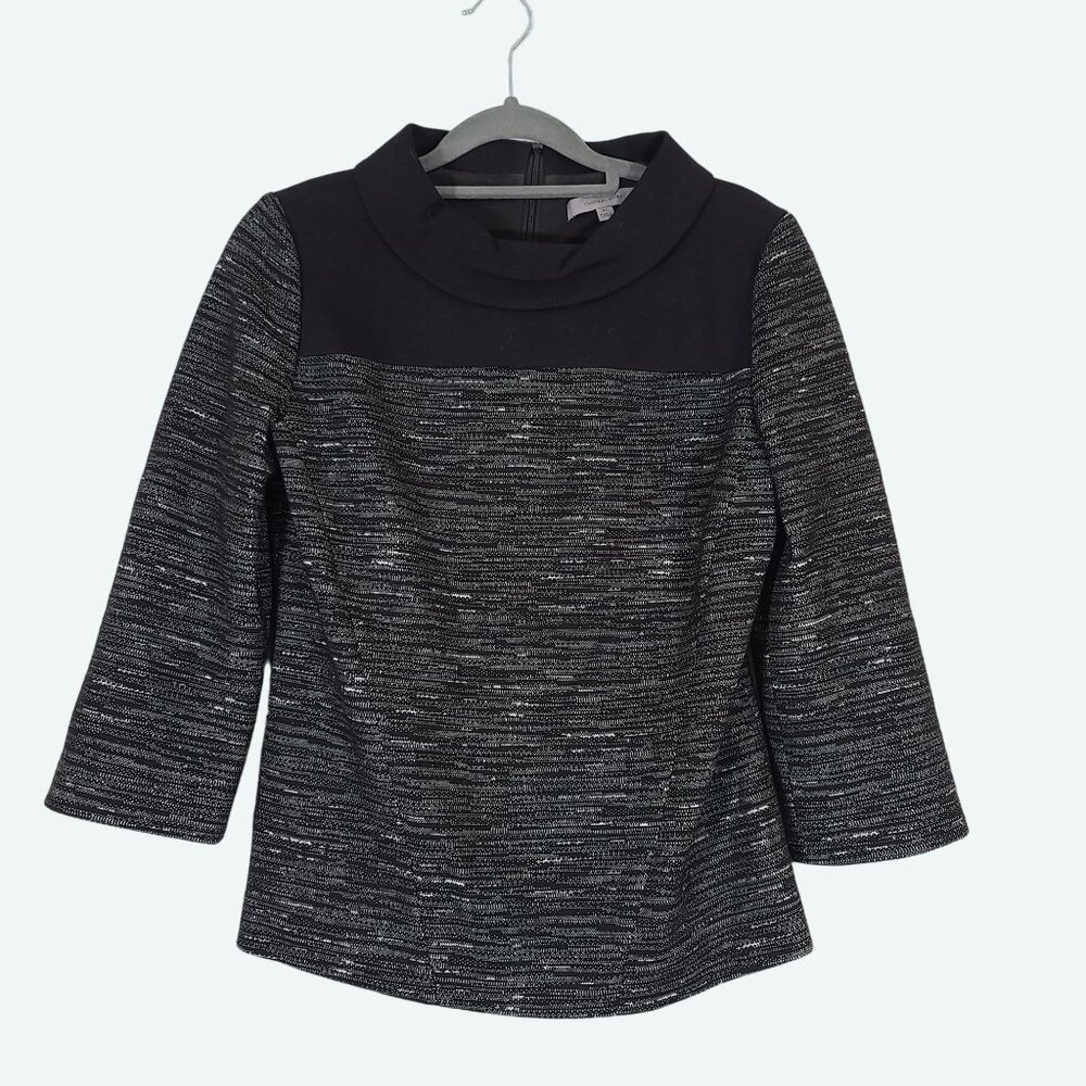 Classiques Entier Black Wool Blend Structured Crew Neck‎ Bertha Collar Blouse XS